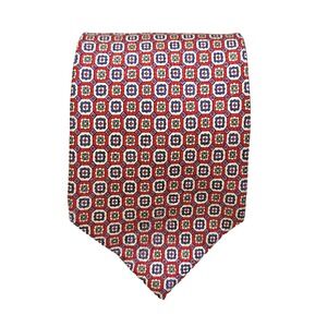 Vtg Polo Ralph Lauren Handmade Tie 100% Silk Red Geometric 4" Wide x 58" L USA